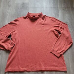 Lands End Womens Tall XL 18-20 Mock Neck Long Sleeve Top 100% Cotton Rust RedMad